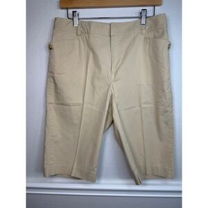 Lauren Ralph Lauren Womens Khaki Bermuda Shorts Tan Cotton Stretch Size 8